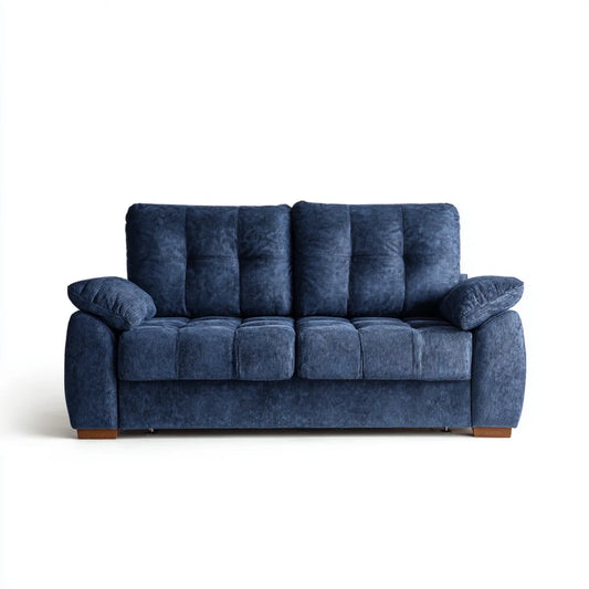 Divano 3 posti blu in velluto a coste di poliestere rettangolare 210 x 90 x 95 cm