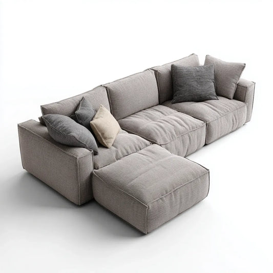 Divano angolare 3 posti grigio in poliestere con chaise longue 290 x 170 x 85 cm