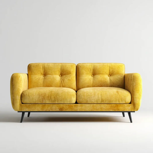 Divano 2 posti giallo senape 160 x 85 x 85 cm in velluto di poliestere rettangolare