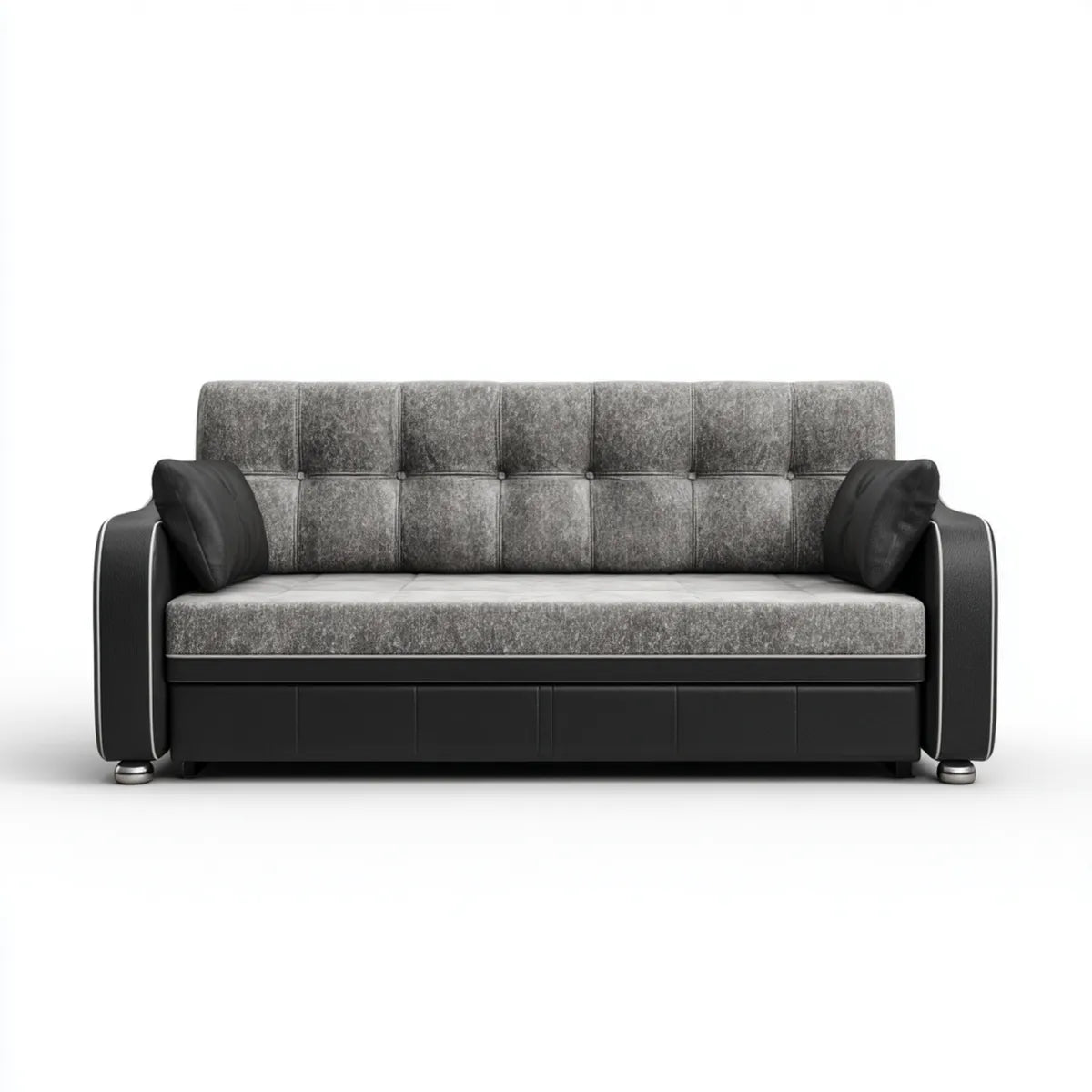 Divano 3 posti grigio e nero 200 x 90 x 90 cm in poliestere e PU rettangolare
