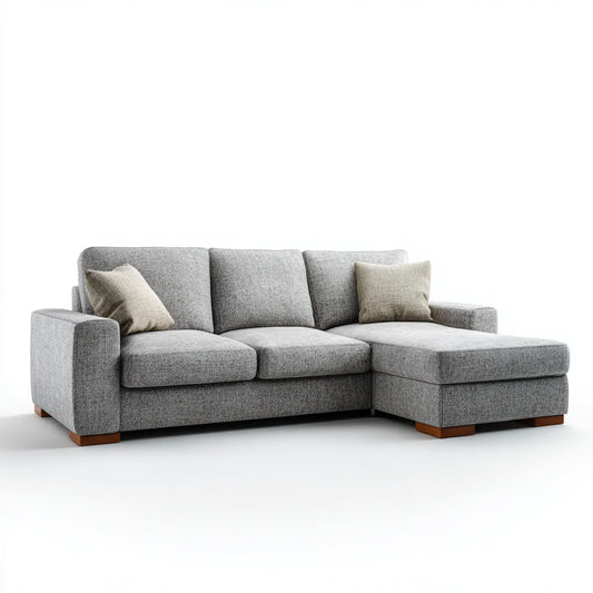 Divano angolare con chaise longue destra grigio in poliestere a L 250 x 160 x 85 cm
