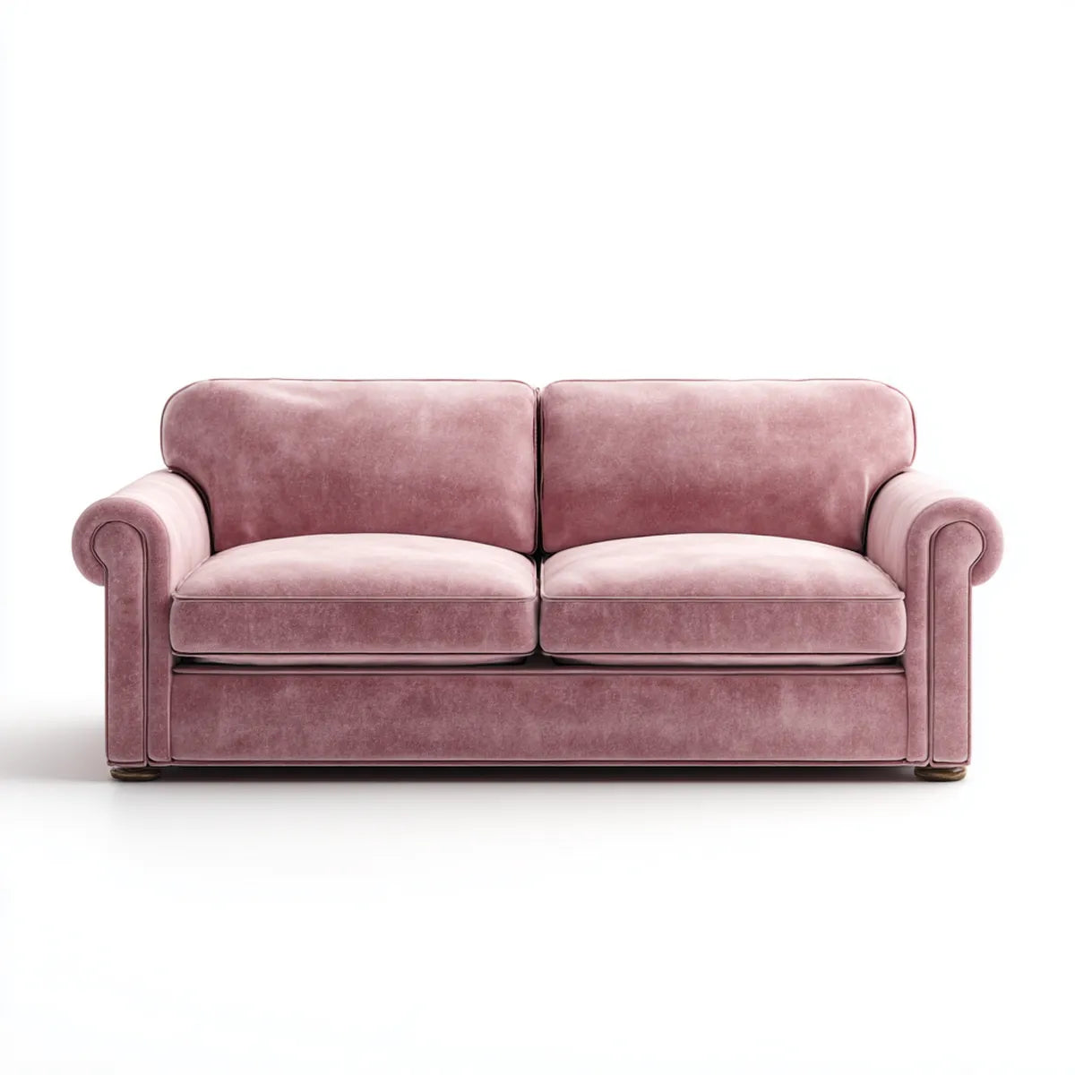 Divano 2 posti rosa antico in velluto di poliestere con braccioli arrotondati 170 x 85 x 88 cm rettangolare