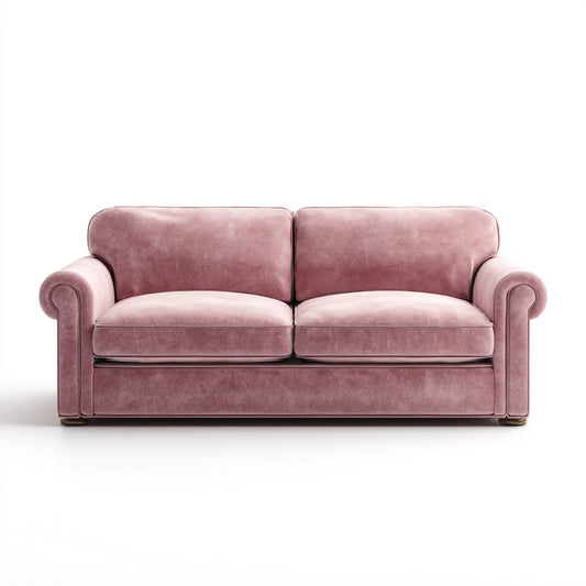 Divano 2 posti rosa antico in velluto di poliestere con braccioli arrotondati 170 x 85 x 88 cm rettangolare