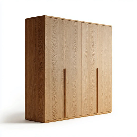 Armadio guardaroba 4 ante rovere naturale 200 x 60 x 220 cm in MDF impiallacciato forma rettangolare
